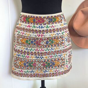 Gryphon Jimi Embroidered Mini Skirt M Fairy Grunge Coastal Cowgirl Rebel Punk